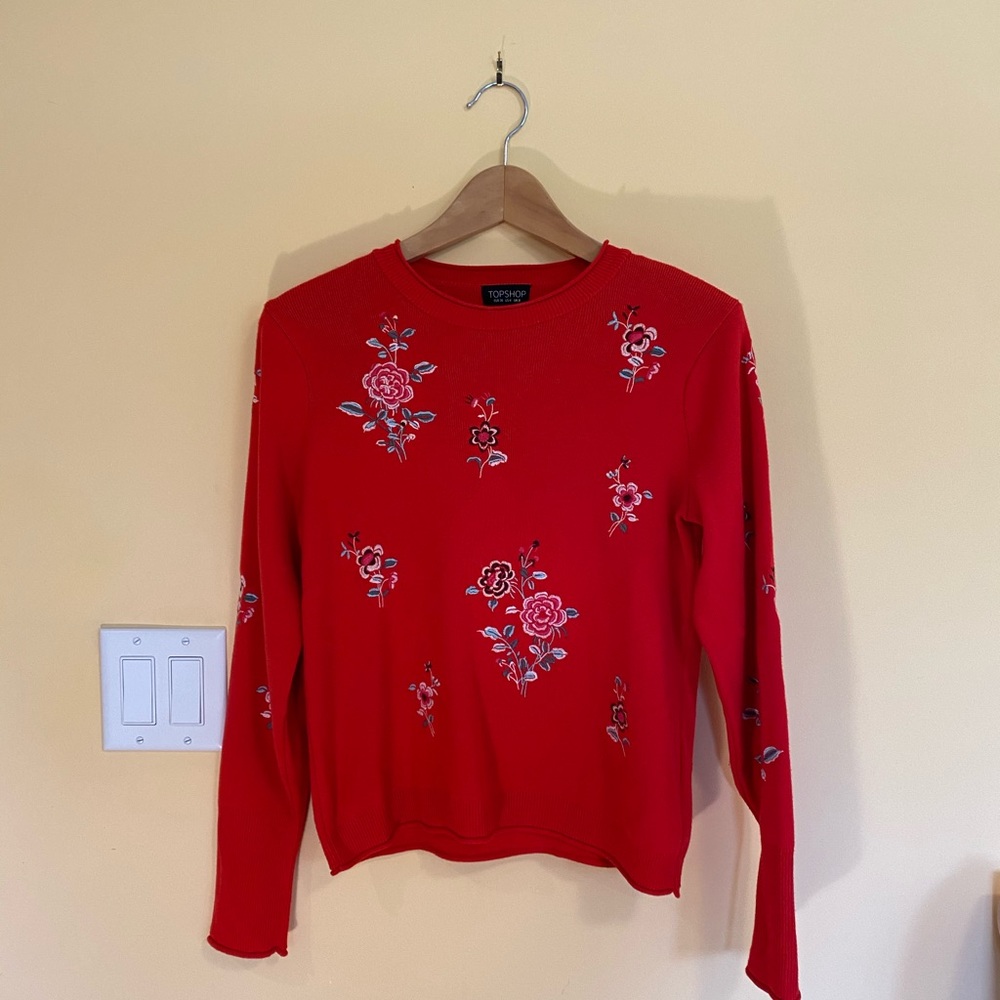 Topshop floral embroidered sweater